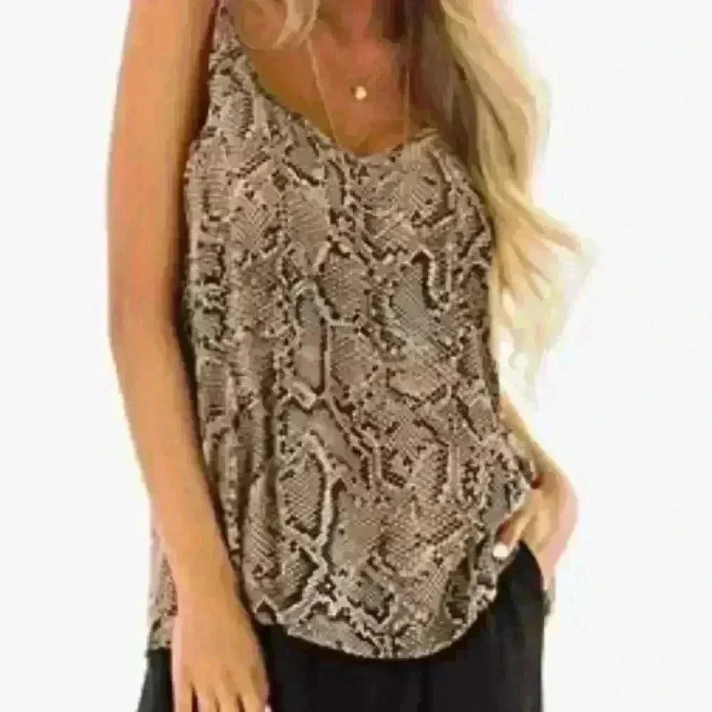 Womens Camisole Serpentine Printing Tank Tops Cami  Blouse Snake Print Camisole